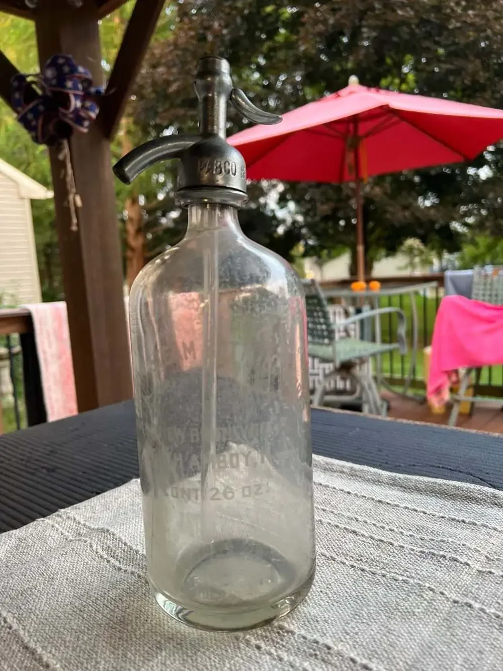 Vintage Pabco Bev. Clear Glass Seltzer Siphon Bottle